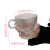 Taza de Vidrio de Diseño Exclusivo con Asa para Mujeres, Taza de Aspecto Elegante, Taza, Taza para Café con Leche, Copa de Vino, Taza de Desayuno