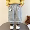 Pantalones deportivos casuales de primavera y otoño para niños, con diseños de perro de peluche 3D de dibujos animados, pantalones unisex para bebé