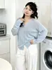 Casaco feminino versátil de cor sólida fino plus size, blusa casual, coleção outono 2026, cardigã de tricô de corte solto para mulheres curvilíneas