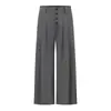 Calça Listrada com Botões Estilo Old Money, Calça Casual Drapeada para Homens e Mulheres, Calça de Corte Limpo Solta A-line Wide-leg