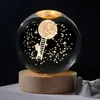 Explosiones transfronterizas Bola de cristal luminosa USB 3D tallada Regalos creativos Adornos de escritorio Bola de cristal Luz nocturna