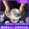 Juego Original de Fábrica de Taza y Platillo de Café Estilo Británico, Cerámica, Estilo Europeo Fresco, Taza de Desayuno, Raya Vertical, Blanco Puro
