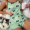 Camisola y Shorts de Verano de Venta Caliente Transfronteriza Europea y Americana Pijama Sexy para Mujer Ropa de Casa Estampada Conjunto de Dos Piezas