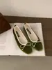 Zapatos Mary Jane Redondos de Punta Baja Frescos y Elegantes de Estilo Francés en Tono Verde, con Aumento de Altura Oculto, para Primavera