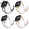 Para reloj inteligente Fitbit Versa correa metal acero inoxidable diamante cadena ajustable pulsera