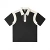 Camisa Polo Casual Suelta de Moda con Bloques de Color, Mangas Cortas y Cuello Campana, Versátil para Hombres y Mujeres, Adecuada para Ropa de Grupo, Moderna