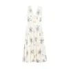 Estilo Nuevo Primavera Temprana 2026 Vestido Largo Estampado de Encaje Francés con Cuello en V sin Mangas Espalda Descubierta para Mujer