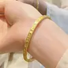 Pulsera Tradicional de Oro, Pulsera de Oro Arena para Mujer, Auspiciosa y Segura para Bodas, Pulsera Abierta Festiva Chapada en Oro, Mayoreo