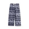 Calça de Algodão e Seda Feminina Estampada Pijama Fina Simples Estampada Respirável Fresca Tamanho Grande Calça de Perna Larga Usável Fora de Casa