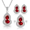 Comercio Electrónico de Transmisión en Vivo Transfronterizo Europeo y Americano Venta Caliente Gema de Color (Calabaza) Conjunto Collar Pendientes Anillo Conjunto de Tres Piezas Joyería de Comercio Exterior