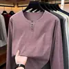 Nova Camiseta Masculina de Manga Longa para Primavera e Outono com Decote em V Moda Casual de Negócios Pulôver Moletom Camiseta Básica Tendência para Homens