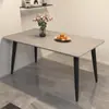 Mesa y Sillas de Comedor de Piedra Sinterizada Mesa de Comedor para Hogar Apartamento Pequeño Lujo Ligero Mesa de Comedor Rectangular Moderna
