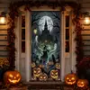 Noite Escura de Halloween Bruxa Livro de Magia Fogueira Morcego Lanterna de Abóbora Tira Longa Adesivo de Porta Festa Janela Adesivo Decorativo à Prova d'Água