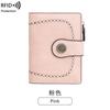 Carteira feminina europeia e americana nova RFID anti-roubo com pincel, carteira multi-cartões com fivela, carteira curta com zíper da moda europeia e americana