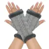 Novas Luvas de Lã Grossas com Forro de Fleece Outono e Inverno Versáteis à Prova de Frio Simples Quentes Moda Aquecedores de Braço de Pelúcia Tricotados