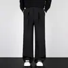 Calça de terno larga estilo coreano para homens no outono, corte solto, modeladora, com bom caimento, versátil, estilosa e adequada para negócios, para ir ao trabalho e para uso casual.