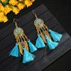 Brincos Étnicos Vintage Transfronteiriços, Brincos de Alto Padrão Cravejados com Diamantes, Brincos Bohemianos com Franjas para Viagem, Joias Exquisitas