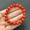 Alternativa asequible a la Ágata Roja del Sur, pulsera de cuentas estilo vintage de corte recto, pulsera rojo caqui, pulsera de cuentas redondas de jade similar al cuarzo al por mayor