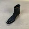Piel de oveja súper suave~ Botines de tacón alto para mujer, nueva colección otoño/invierno, botines Chelsea de punta cuadrada, botas tipo Dr. Martens, tacón grueso, botas versátiles y que estilizan