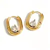 Brincos Yuhui de Aço Titânio Transfronteiriços, Formato de Gota D'água com Diamante, Estilo Clássico em U, Luxo Leve, Sensação de Alta Qualidade, Banhados a Ouro Real, Brincos à Prova d'Água