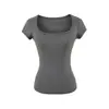 26022- Camiseta Fashion Estilo Europeu Garota Picante Gola Quadrada para Mulheres Nova Sexy Slim Fit Base Camada Primavera/Verão 2026
