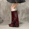 Hebilla de Cinturón Botas Altas para Pantalón para Mujer, Nuevo Estilo Otoño e Invierno 2025, Botas Altas hasta la Rodilla con Tacón Alto de Aguja y Punta Fina para Mujer