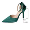2026 Nuevos Tacones Altos Elegantes Estilo Coreano, Satín Hueco Punta Fina con Correa de Lazo Hueca para Mujer