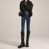 Pantalones vaqueros azul grisáceos de cintura alta para mujer, nuevos pantalones ajustados, elásticos, adelgazantes, ajustados, con forro polar y gruesos, para otoño e invierno, 2024