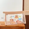 Estuche de Capibara Gran Capacidad Cerdo de Guinea de Dibujos Animados Pez Globo Bolsa de Almacenamiento de Papelería para Estudiantes Estilo Ins Caja de Papelería Transparente