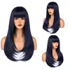 Peluca europea y americana de estilo transfronterizo, larga, recta, ligeramente ondulada, con capas y flequillo, disponible para venta al por mayor desde el fabricante