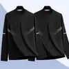 [Compra uno y llévate otro gratis] Camiseta de manga larga fina de otoño para hombre, elástica, corte holgado, informal moderna con cuello redondo, camiseta básica