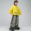 Ropa Moderna Infantil de Street Dance Sudadera Camuflajeada con Estrellas para Niños Pantalones Atuendo de Presentación Hip-Hop Fresco Elegante Atuendo de Presentación de Año Nuevo Hip-Hop