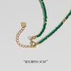 Collar Nalan S925 de plata esterlina con diseño de coche verde facetado, con cuentas de flores y oro roto, Y01622