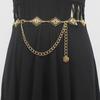Cinturón de metal estilo punk para mujer, cadena de cintura tallada en plata antigua elegante, estilo étnico, nueva moda de primavera y verano