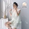 Pijama de Algodão e Seda para Mulheres, Novo Estilo de Verão Conjunto de Regata e Shorts, Estilo Fino para Primavera e Outono, Caimento Solto, Pode Ser Usado Fora de Casa, Roupa de Casa de Alta Qualidade