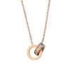 Collar de acero de titanio con doble anillo con incrustaciones de circonitas simples estilo celebridad de Internet para mujer, cadena de clavícula digital romana, venta al por mayor transfronteriza