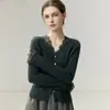 Estilo elegante~Cárdigan de punto de cachemira con cuello en V para mujer, suave y adelgazante, suéter versátil, top estilo francés