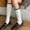Meias Longas Songmu de Lã de Seda para Bezerro Femininas, Outono e Inverno, Bloqueio de Cor Quente, Estilo Japonês, Meias Largas para Mulheres Ins