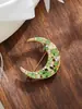 Broche Clásico de Moda Exquisito Europeo y Americano Luna Curva Full Diamond Strass Colorido Incrustado para Mujer Broche de Pin Anti-Exposición