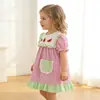Ropa de Verano para Niñas, Vestido Infantil, Bordado de Sandía, Rayas en Bolsillos, Vestido de Manga Corta, Vestido de Princesa con Volantes