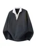Sudadera con Patrón de Espiga de Trigo Gris Estilo Falso Dos Piezas para Hombre Otoño Estilo Old Money Camisa Polo Manga Larga Solapa Material para Esposo Conjunto Chaqueta