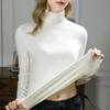 Otoño/Invierno 2026 Capa Base de Lana y Seda Estilo Nuevo para Mujer Capa Interior Cálida de Forro Polar Top de Cuello Alto con Forro Polar Adicional y Diseño Engrosado