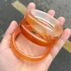 Pulsera de Cuarcita Jade Flor Roja de Color Bonito Tipo Hielo Natural, Pulsera de Jade Seda Dorada Flor Naranja, Pulsera Transparente como el Hielo Venta al por Mayor