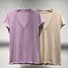 Camiseta de Manga Corta con Cuello en V de Color Sólido, Nueva de Verano 2026, Mismo Estilo que Lucy, Top Casual Clásico para Mujer
