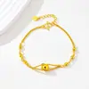 Pulseira de Contas Leves Douradas com Areia Vietnamita de Camada Dupla para Mulheres, Pulseira Versátil de Contas Redondas, Fabricante de Joias Simples e Duráveis