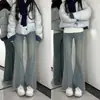 Jeans Acampanados de Borde Crudo de Color Claro para Mujer 2025 Nuevo Primavera Cintura Alta Diseño Delgado Pantalones Acampanados con Abertura