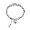 Nalan Plata Esterlina S925 Retro Cuentas de Luz Pulsera de Perlas de Corazón Elegante Nicho Exquisita Joyería de Mano para Mujer S5848