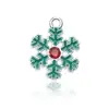 Transfronteiriço 1 série de Natal de prata liga pingente de gota de óleo DIY sino floco de neve pulseira colar pingente atacado