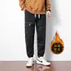 JYF-G97 más terciopelo hombres talla extra aumento otoño e invierno Marca de moda 300kg holgados pierna ancha jeans deportivos casuales para hombre