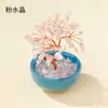 Base de posavasos de árbol de cristal natural, árbol de la fortuna con virutas de cristal amarillo, árbol del dinero, decoración de fortuna para el hogar y la oficina, venta al por mayor